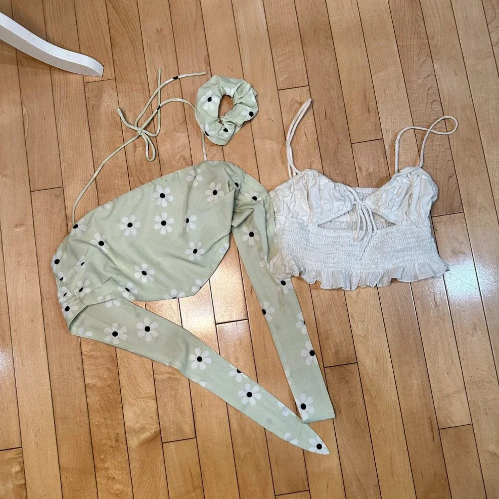 Set of 2 PRINCESS POLLY Adjustable Crop Tops with Bonus Scrunchie! - 4 - Picture 3 of 15